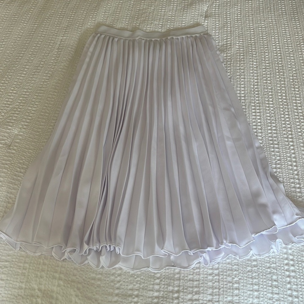 Grace Karin white pleated midi skirt